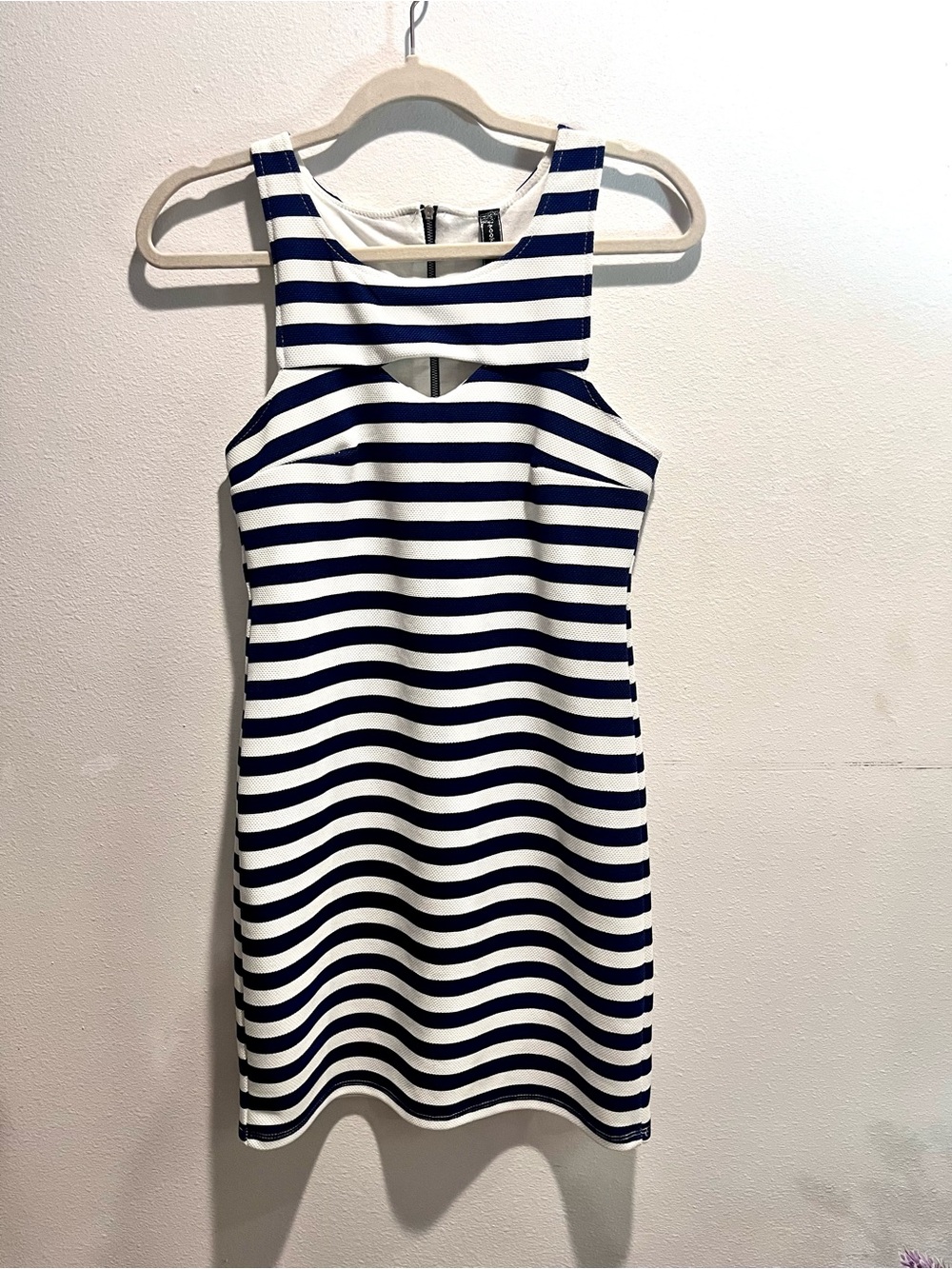 Navy Blue and White Striped Dress